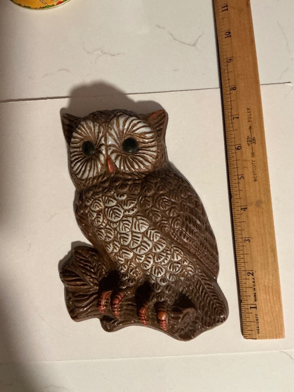 Vintage Mid-Century Brown Owl Wall Plaque | Faux Wood Grain Foam Décor